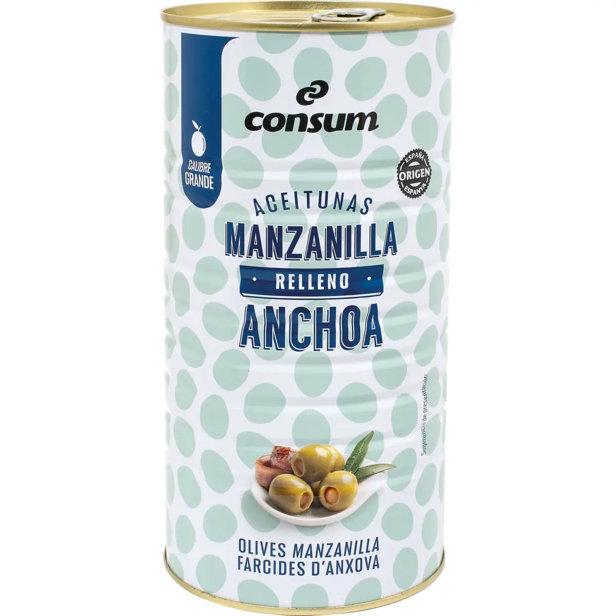 Anchovy-stuffed olives in a tin Consum
