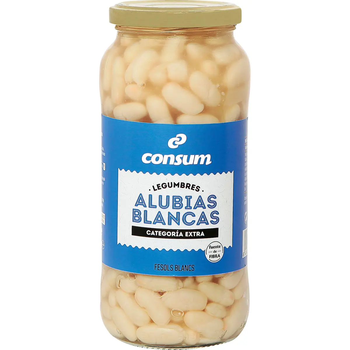 Cooked white beans Consum in a jar