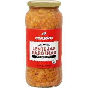 Lentilles Pardina cuites Consum en bocal