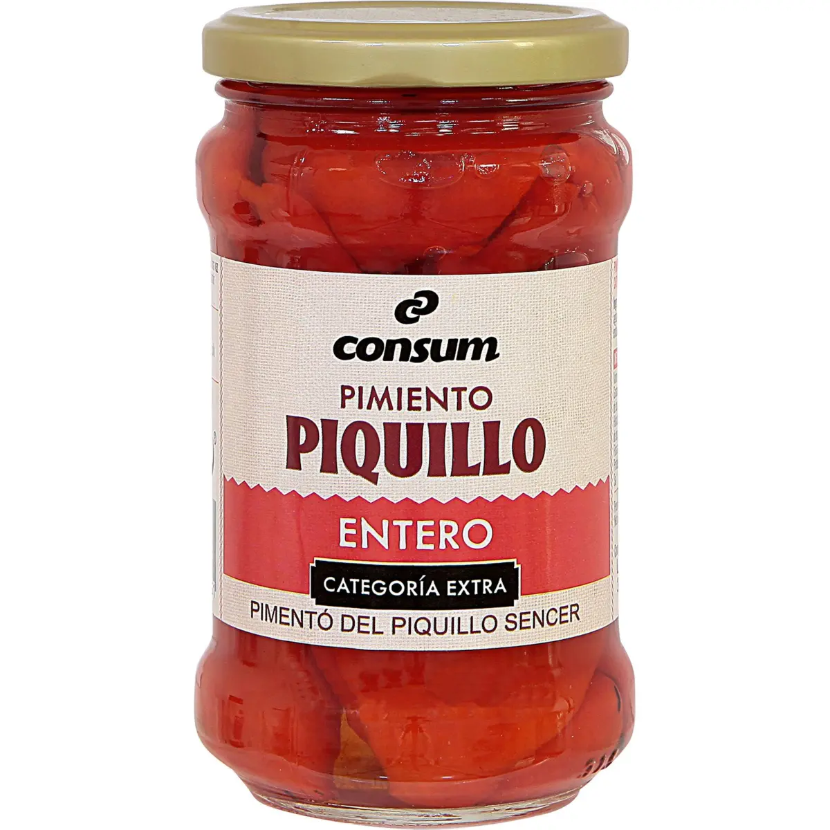 Poivrons piquillo entiers, 8/12 pièces, en bocal Consum