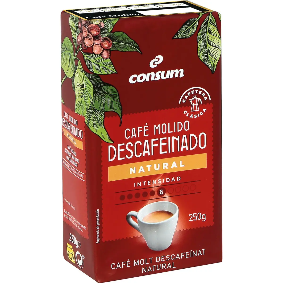 Café moulu naturel décaféiné Consum