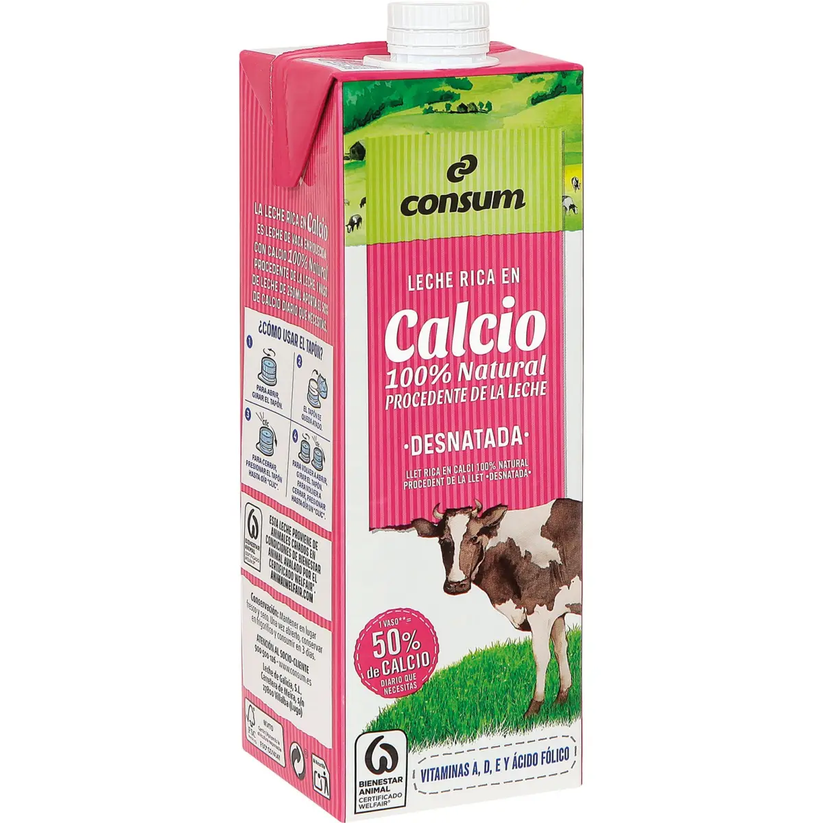 Magermilch mit Calcium im Karton Consum
