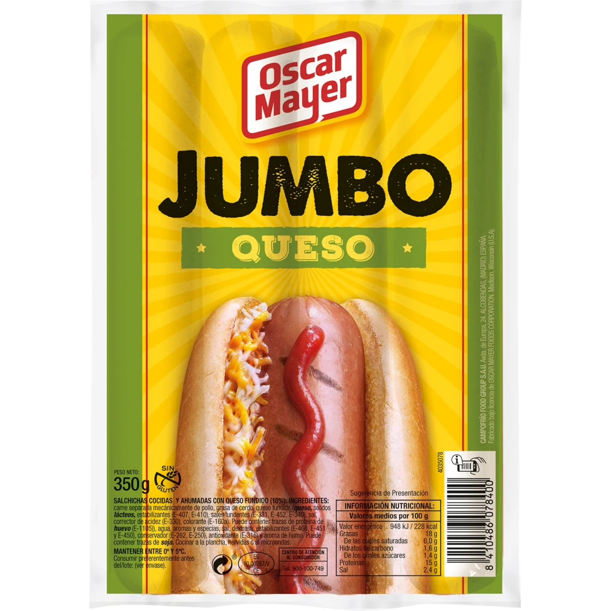Jumbo-Würstchen mit Käse Oscar Mayer