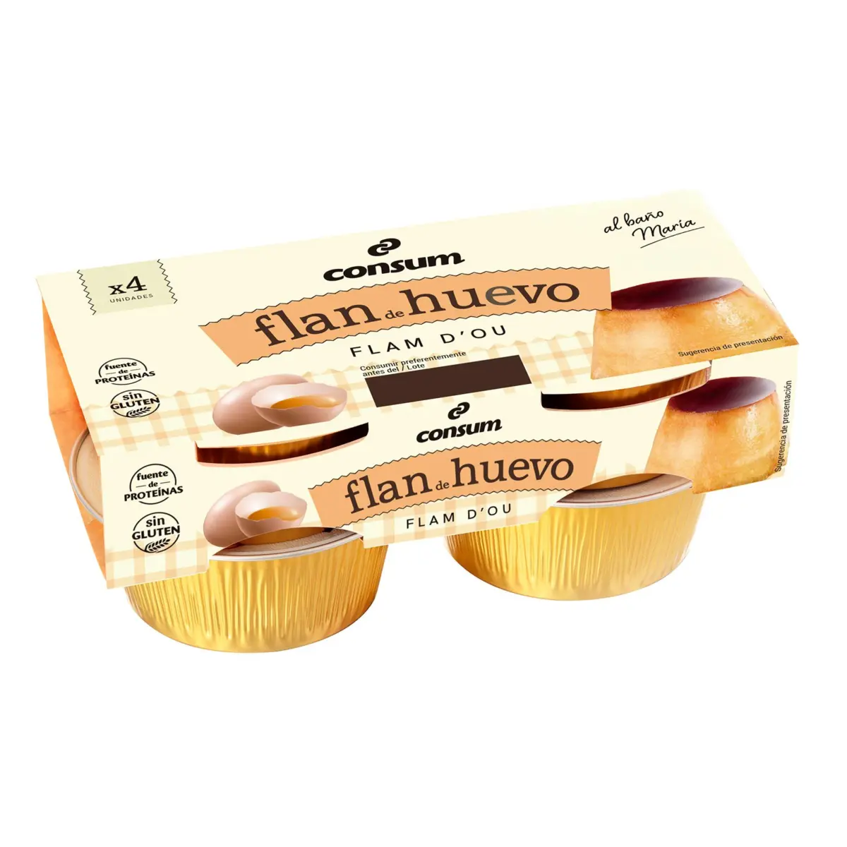 Flam d’ou al bany maria, pack de 4 Consum