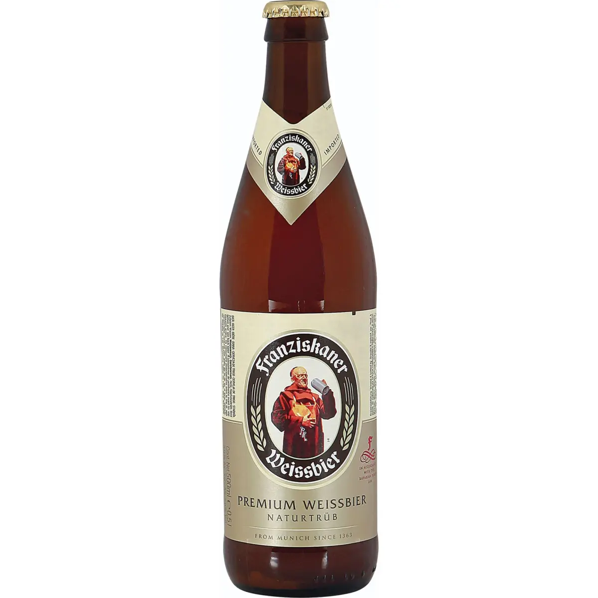 Deutsches Weizenbier in der Flasche Franziskaner