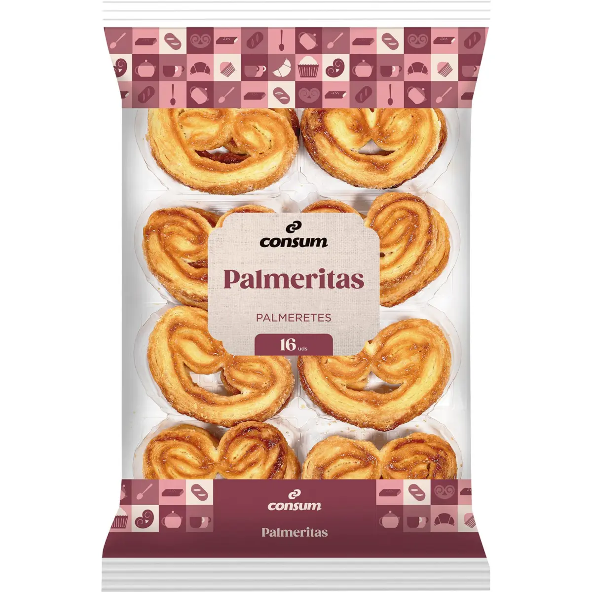 Palmeritas en pâte feuilletée, 16 unités Consum