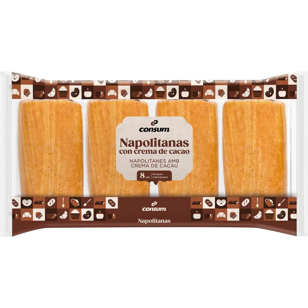 Napolitanes de xocolata Consum, 8 unitats