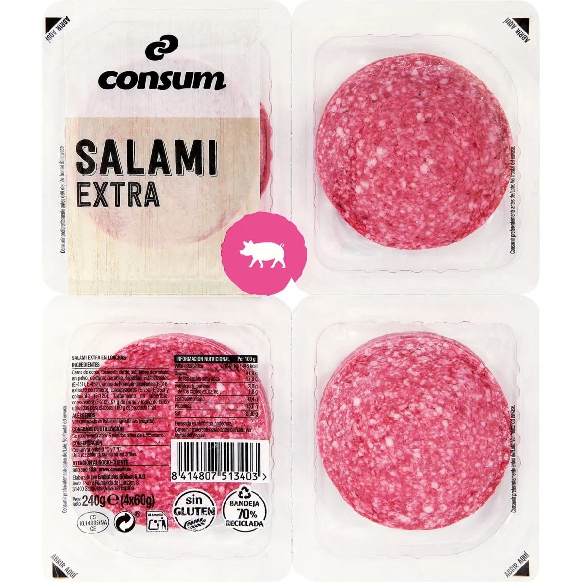 Salami Extra a llesques Consum