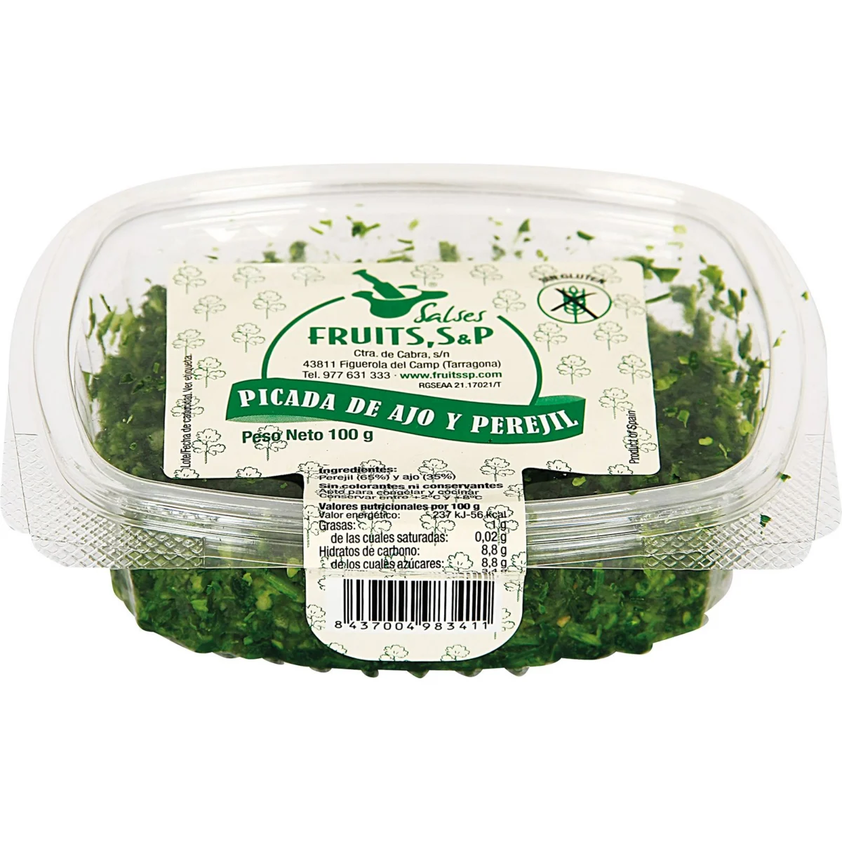 Ail et persil hachés en barquette