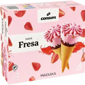 Strawberry cones, pack of 6 Consum