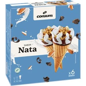 Cream cones, pack of 6 Consum