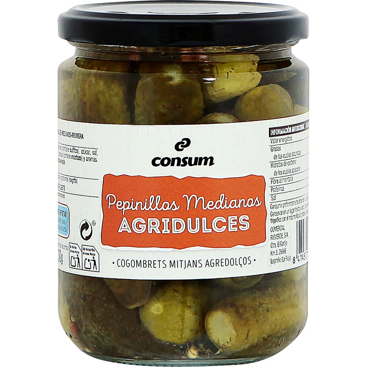 Pepinillos Agridulces Frasco Consum