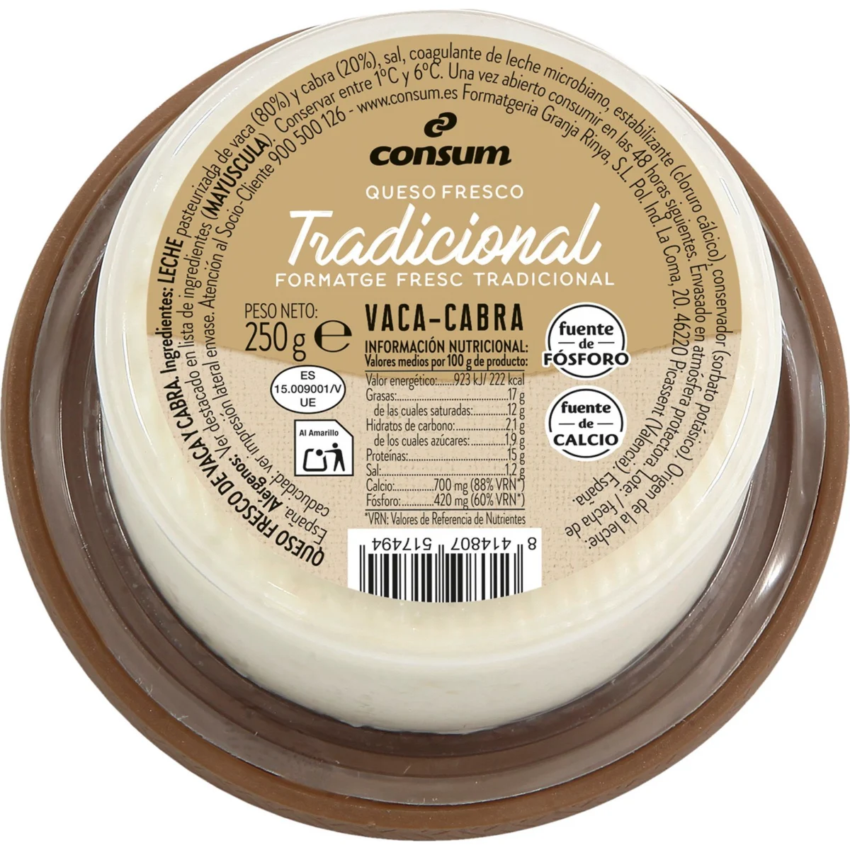 Queso Fresco Tradicional Tarrina Consum
