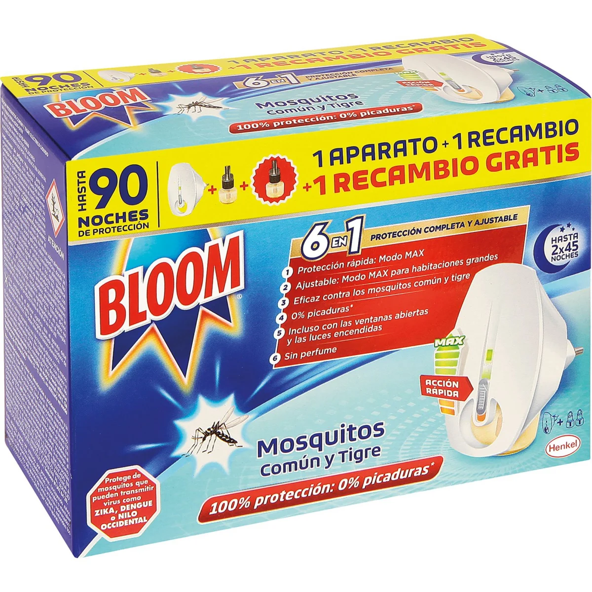 Diffuseur électrique d’insecticide, liquide + 2 recharges Bloom
