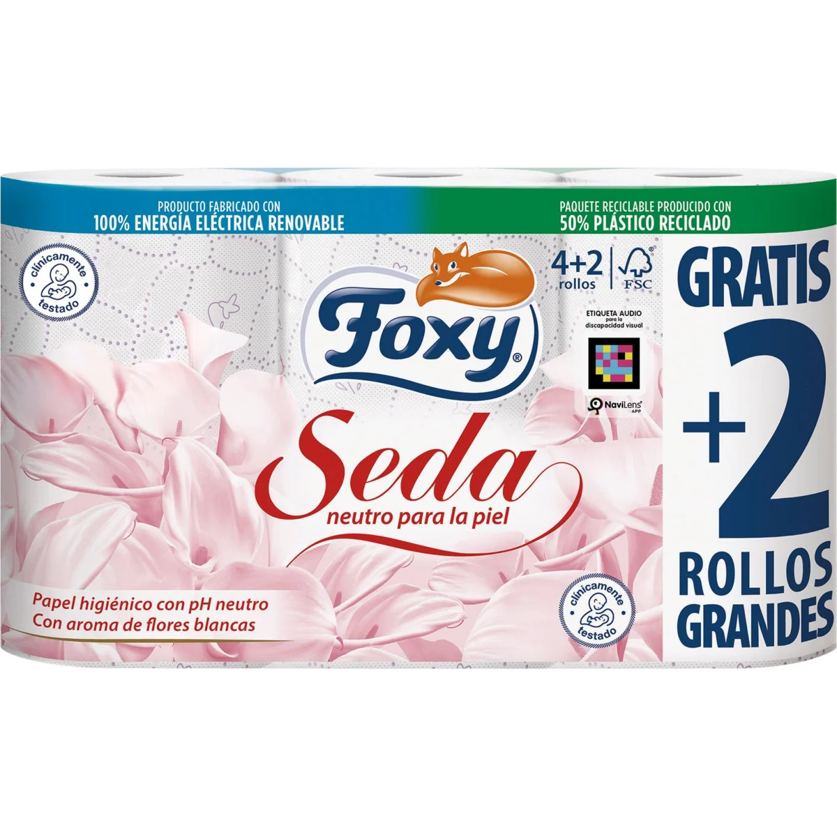 Foxy Seda Triple Layer Toilet Paper, 4 Rolls + 2 Free