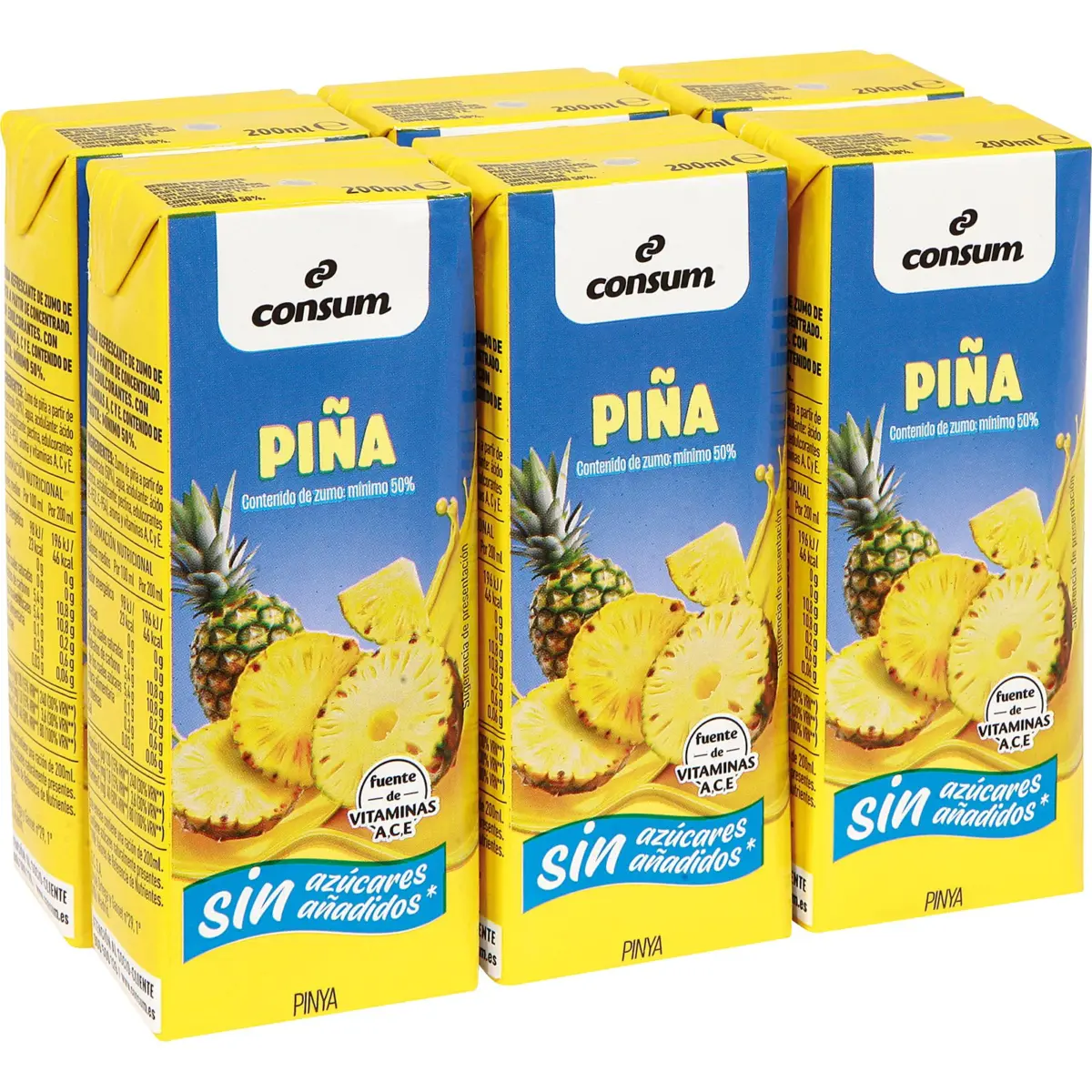 Boisson à l’ananas sans sucre, pack de 6 Consum