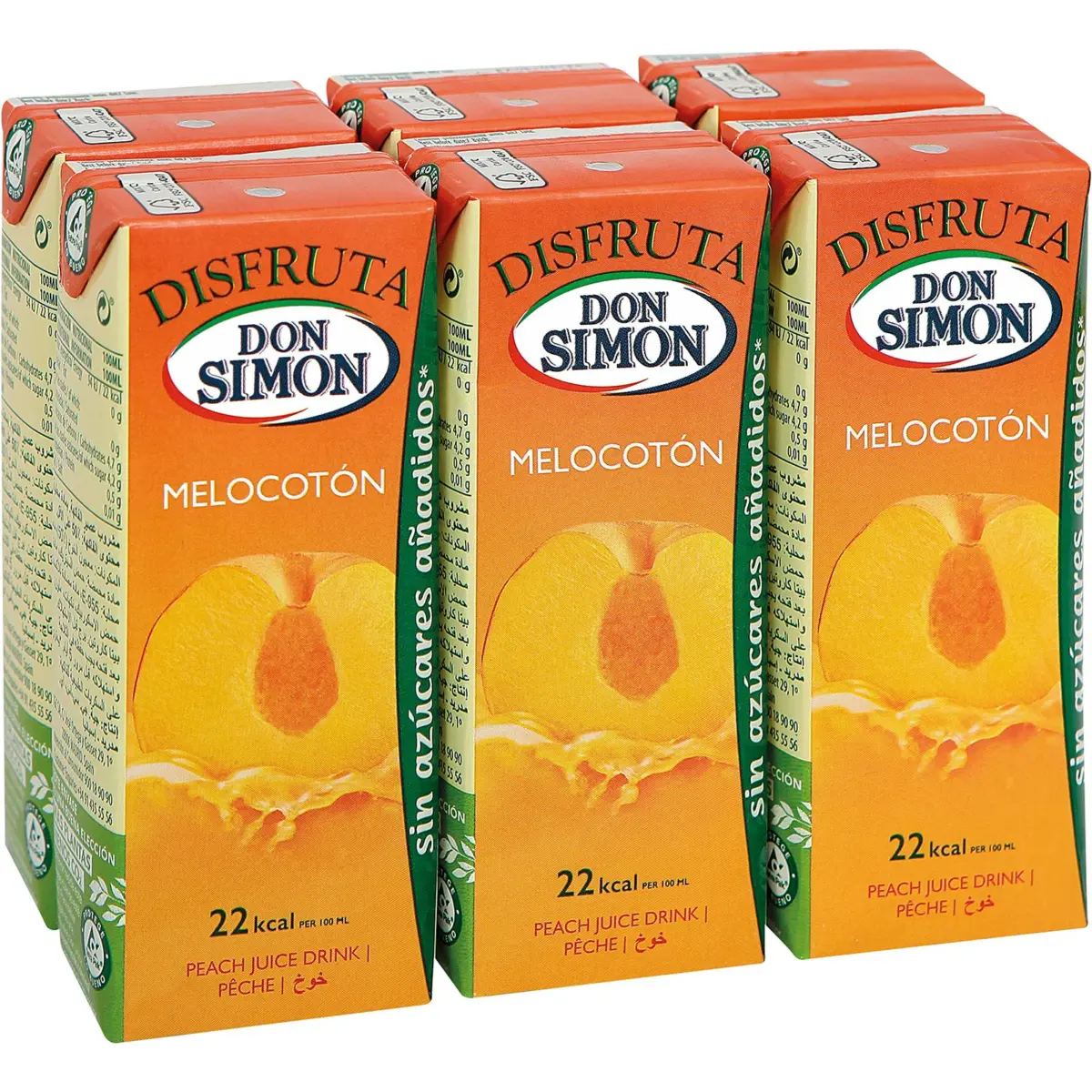 Персиковий нектар Disfrut без доданого цукру, упаковка Don Simon