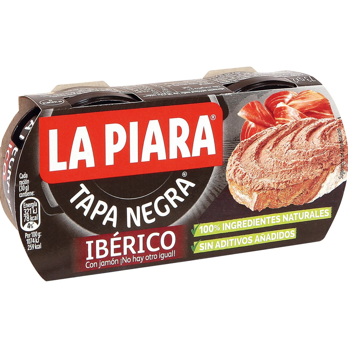 Pâté ibérique Tapa Negra, boîte, lot de 2 La Piara