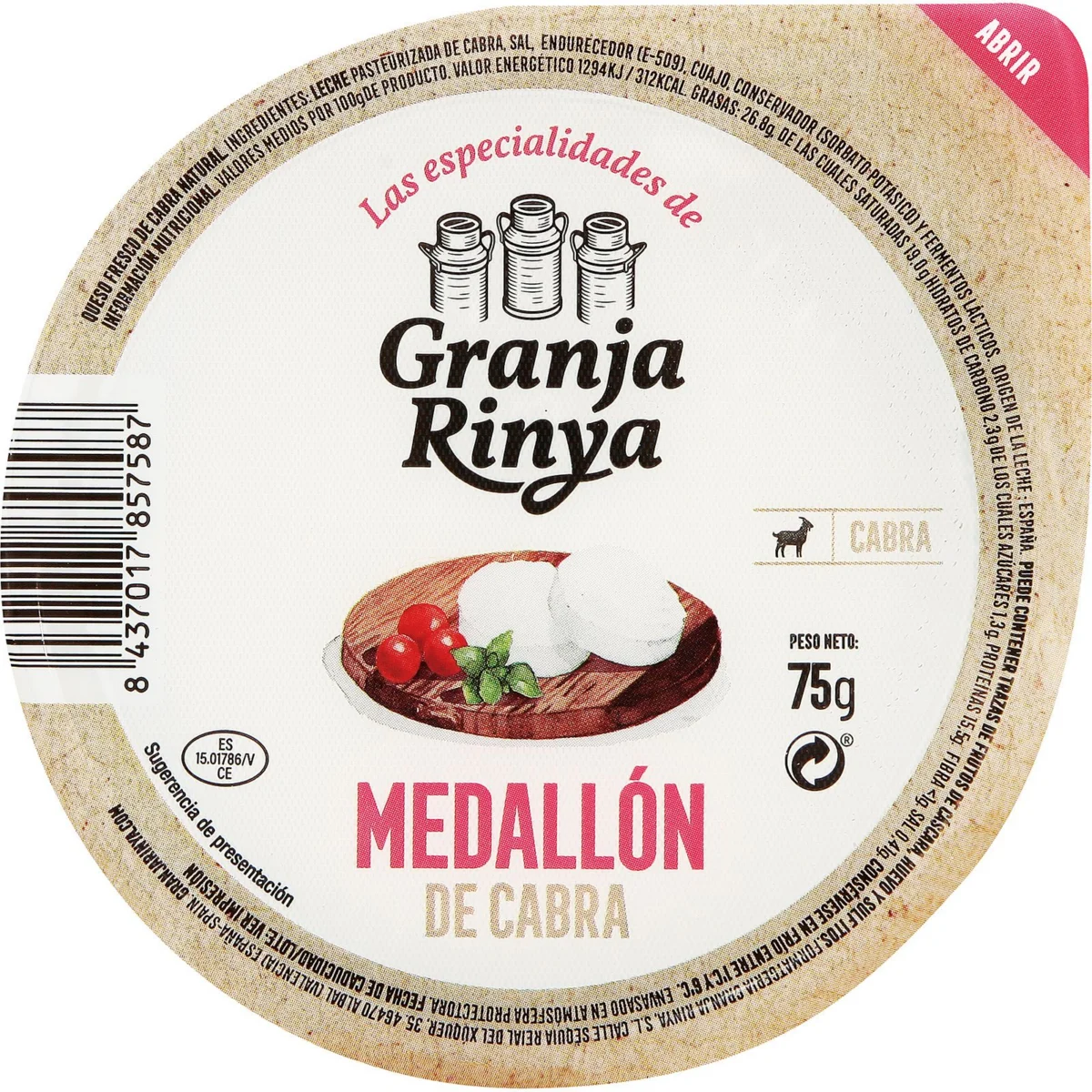 Queso Cabra Medallón Granja Rinya