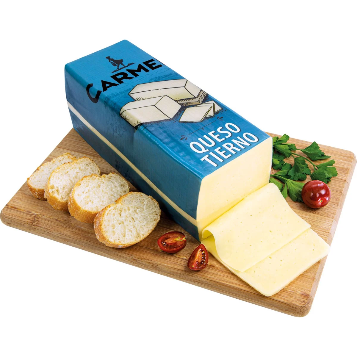 Young cheese bar made from pasteurized mixed milk Carmen