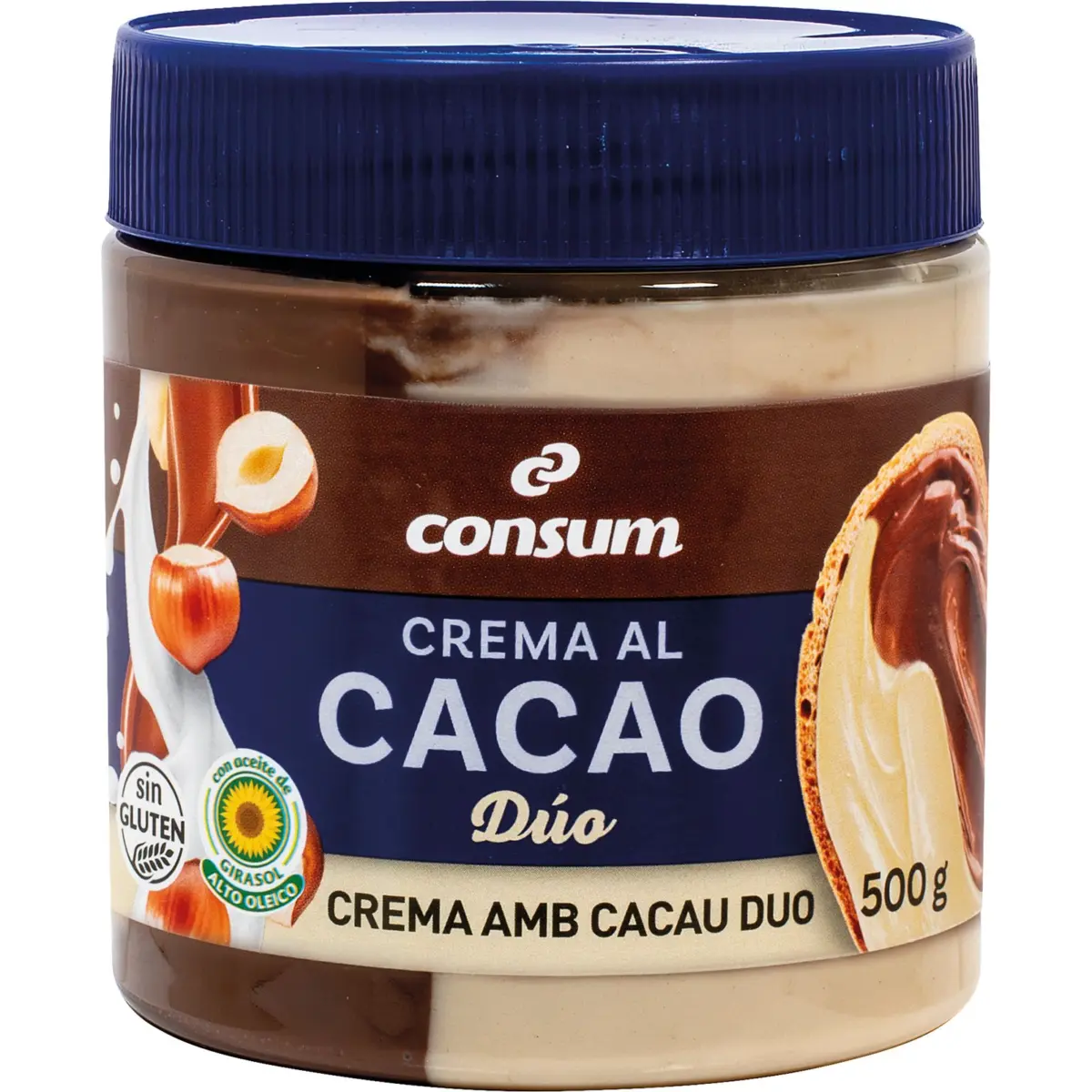 Two-flavour cocoa spread, jar Consum