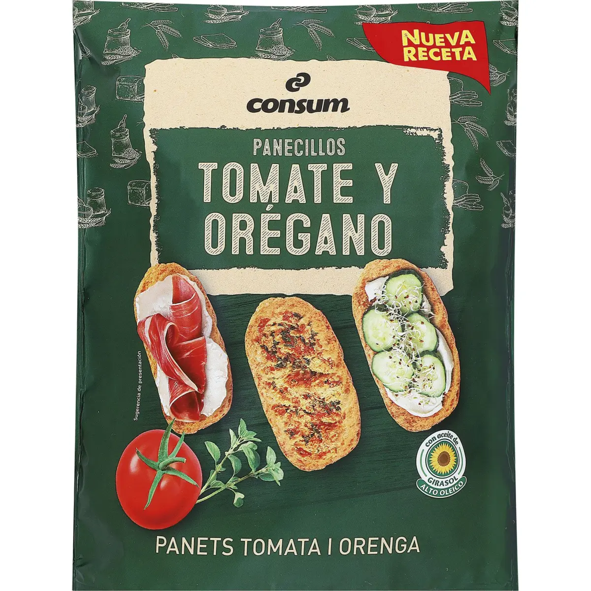 Toasted Bread with Tomato and Oregano Flavour Consum
