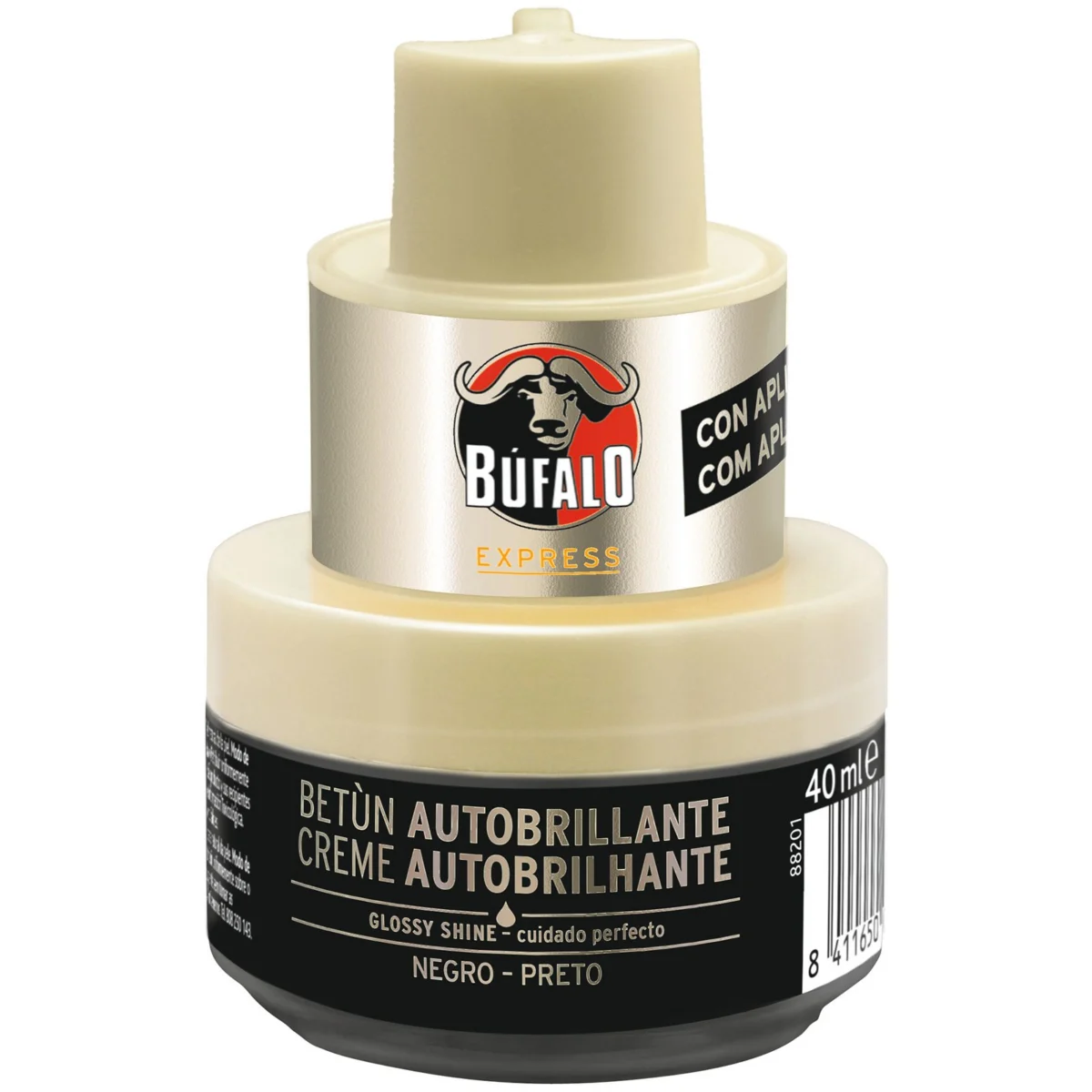 Schwarze Schuhcreme, Dose, 2-in-1 Bufalo