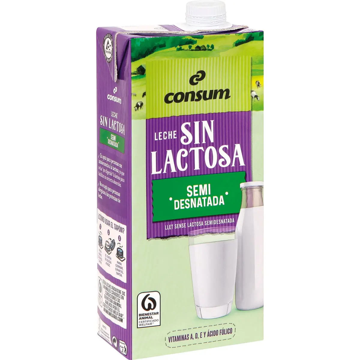 Leche sin Lactosa Semidesnatada Brik Consum