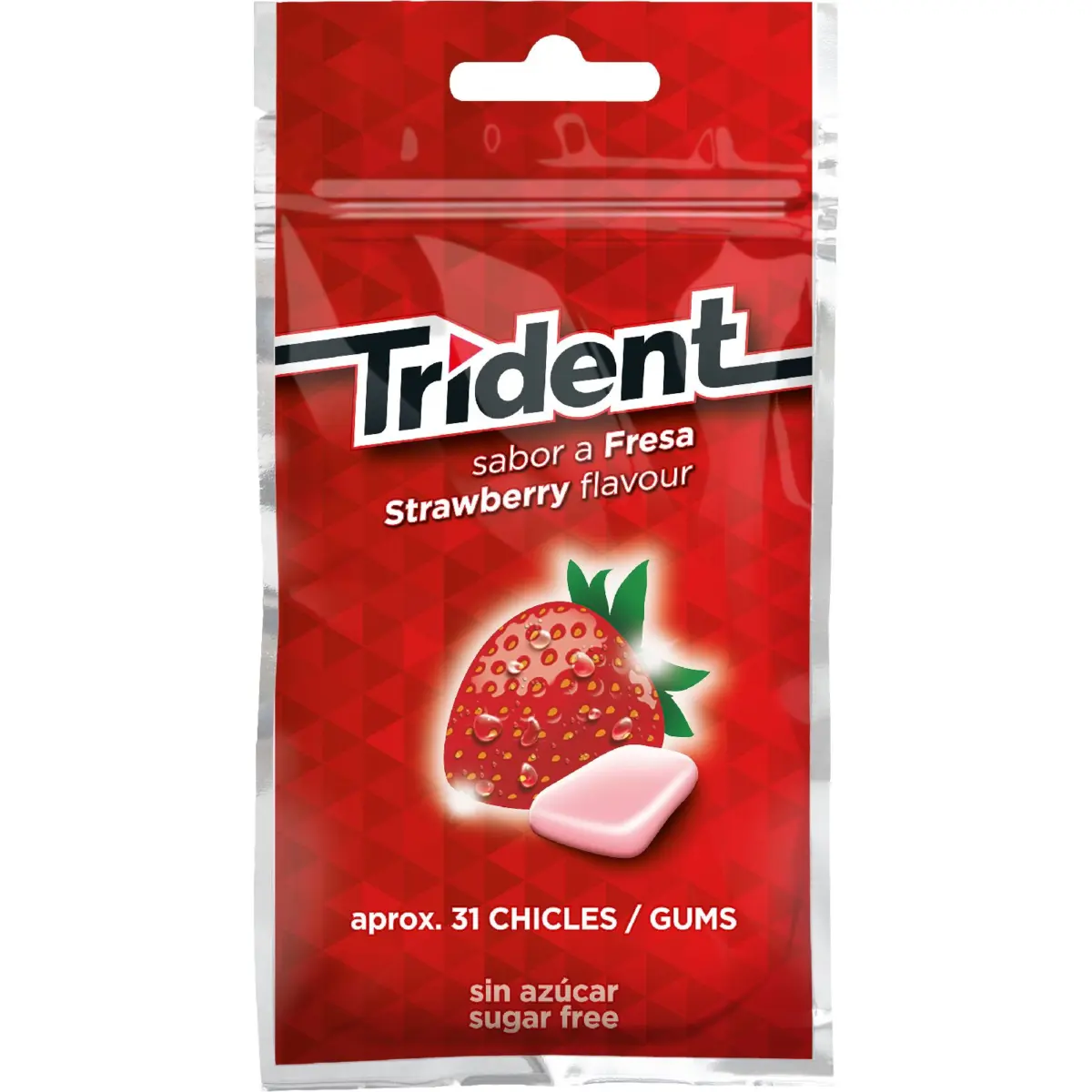 Strawberry chewing gum in a bag Trident