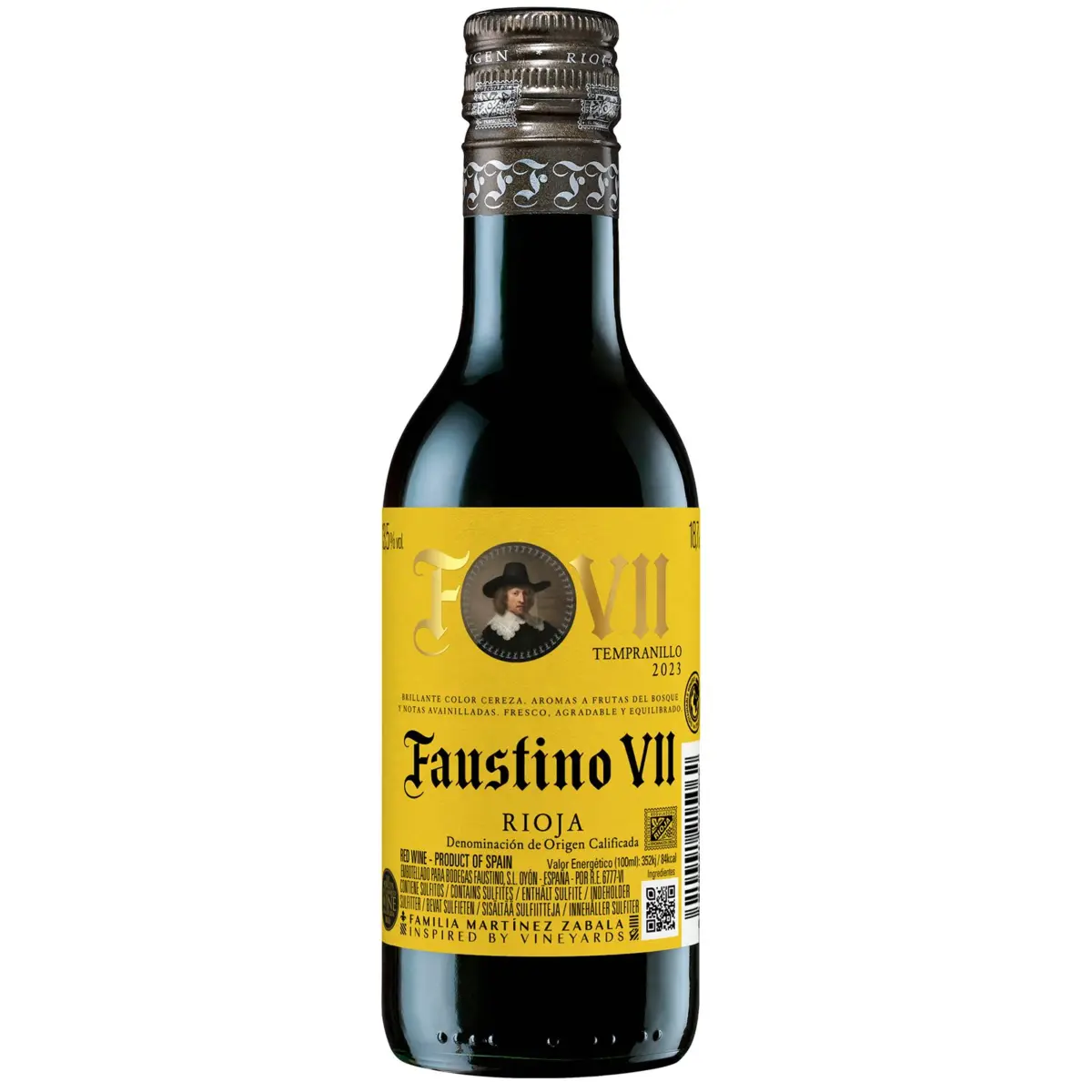 Red wine in small bottle D.O. Rioja Faustino Vii