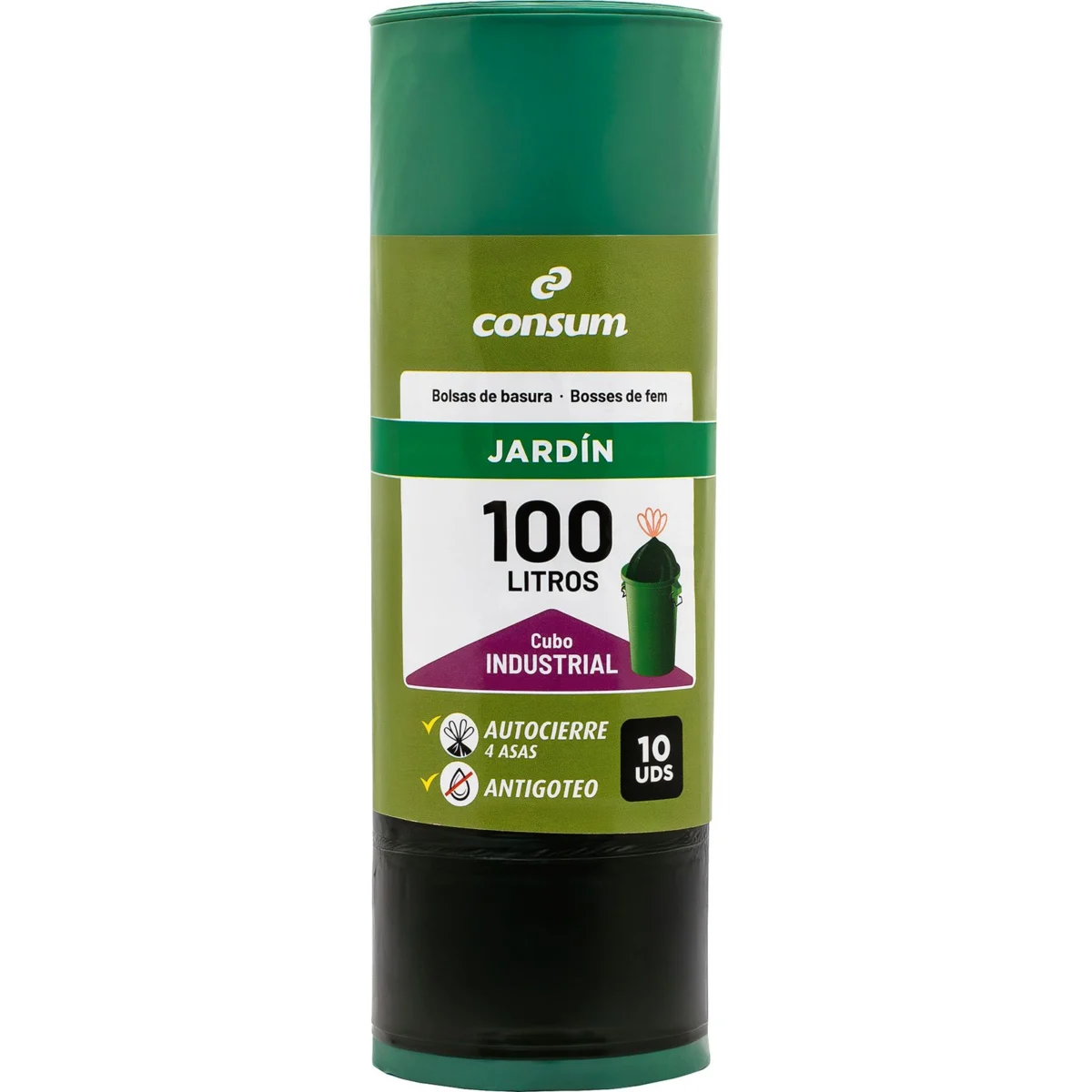 Bosses d’escombraries de jardí verdes amb tancament automàtic 100L Consum