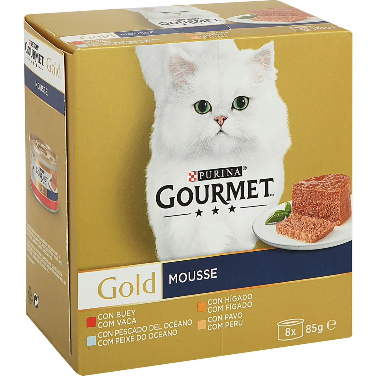 Menjar humit per a gats, mousse de sabors variats Gourmet Gold