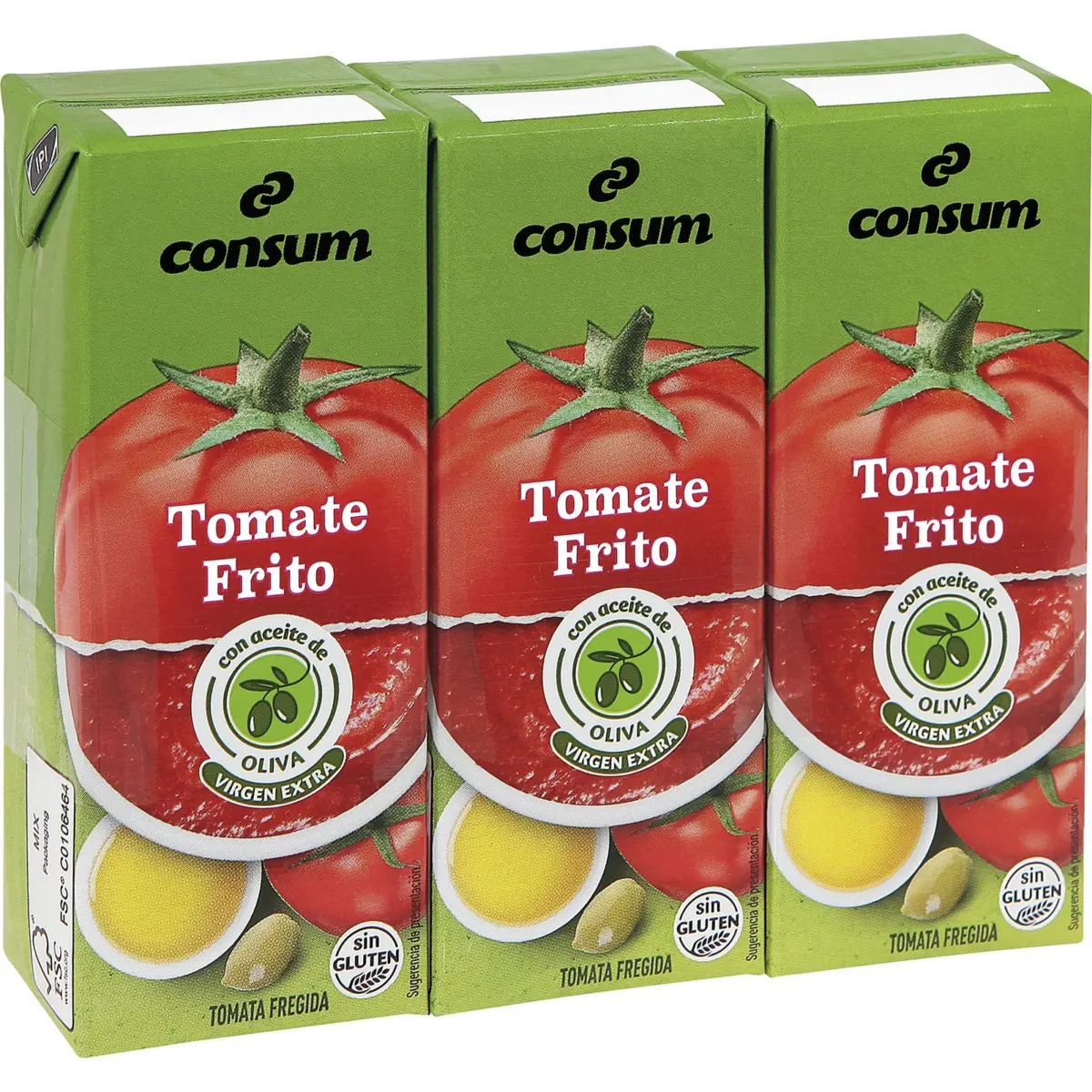 Tomate Frito Aceite Oliva Brik Pack de 3 Consum
