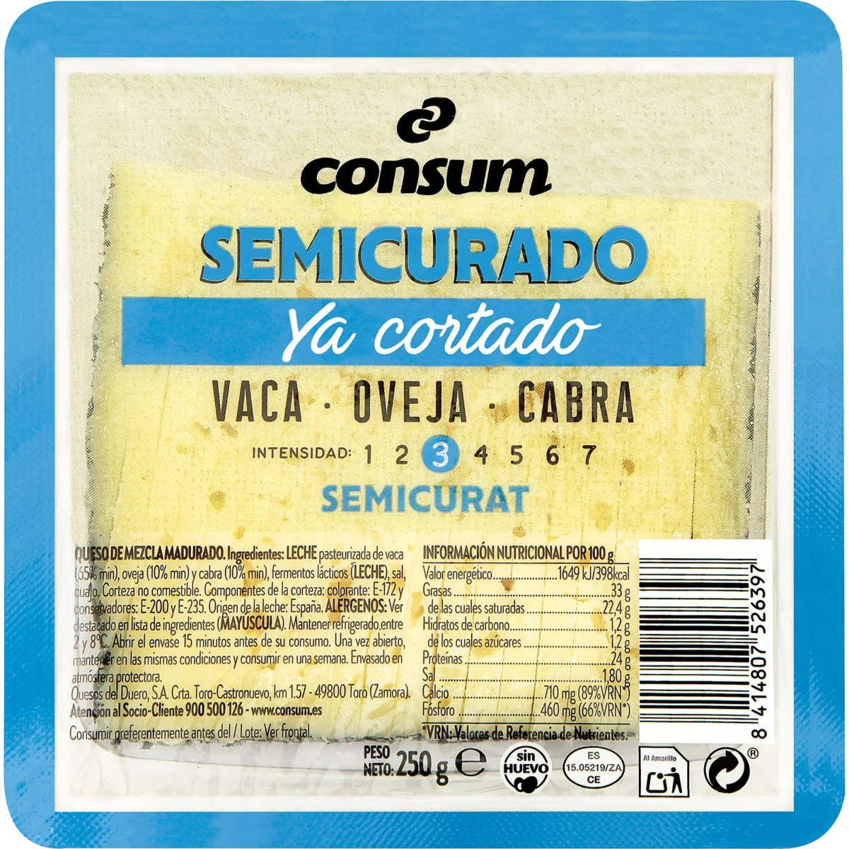 Queso Semicurado Precortado Consum