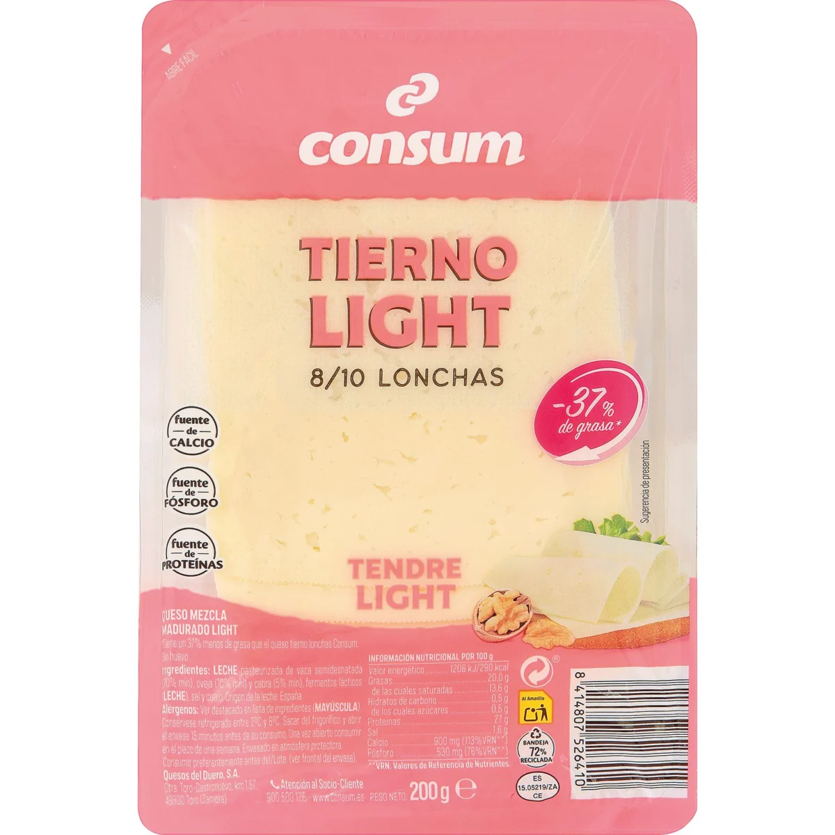 Mild light cheese slices Consum
