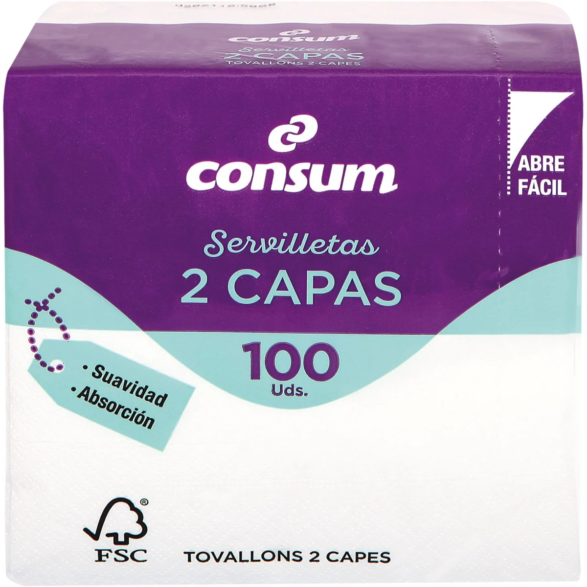 Weiße Servietten, 2-lagig, 30x30 Consum