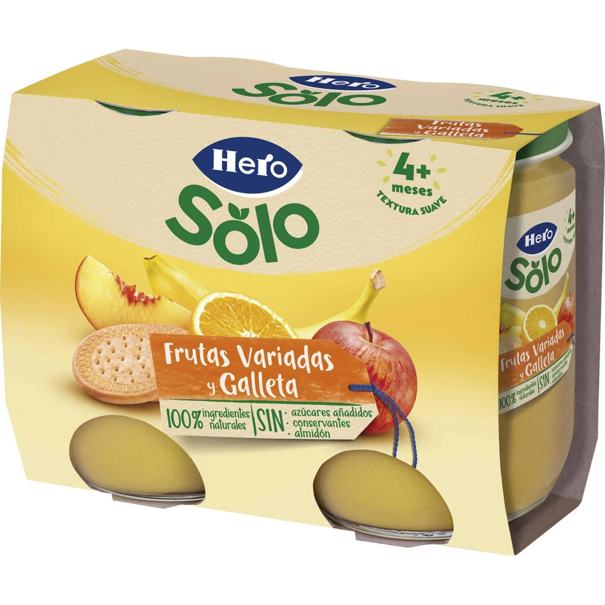 Potet de fruita variada amb galeta, paquet de 2 Hero
