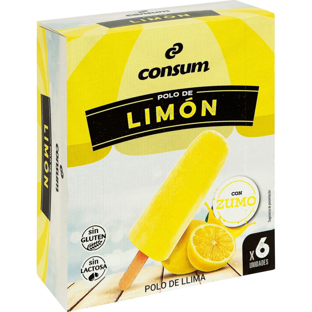 Zitronensorbet am Stiel, 6 Stück, Consum