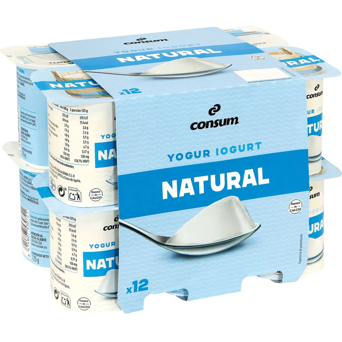 Yaourt nature, pack de 12 Consum