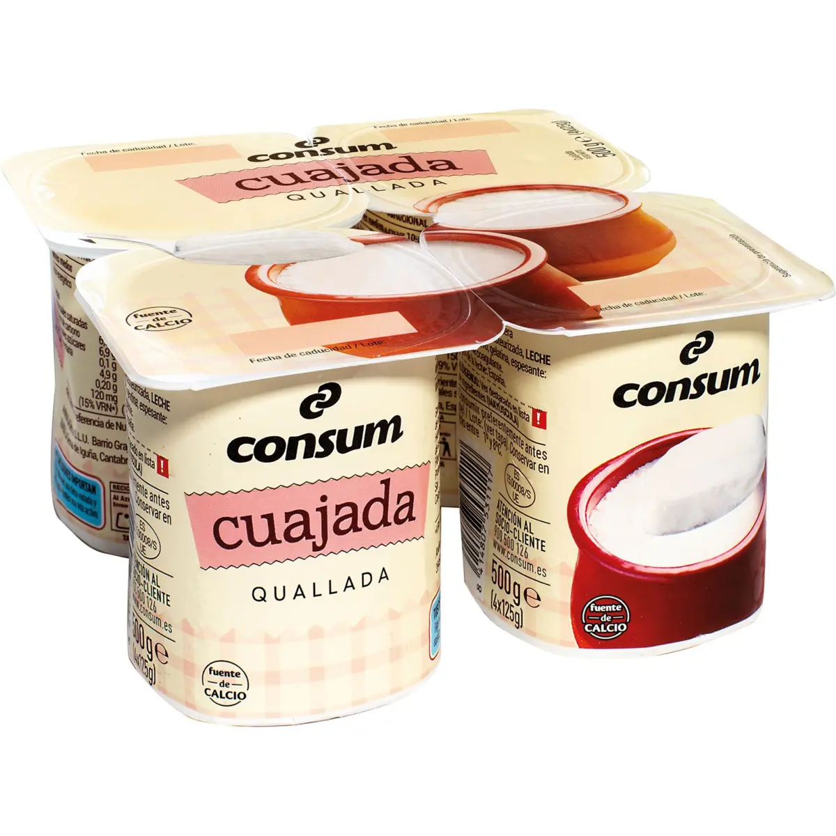 Plain curd dessert, pack of 4 Consum