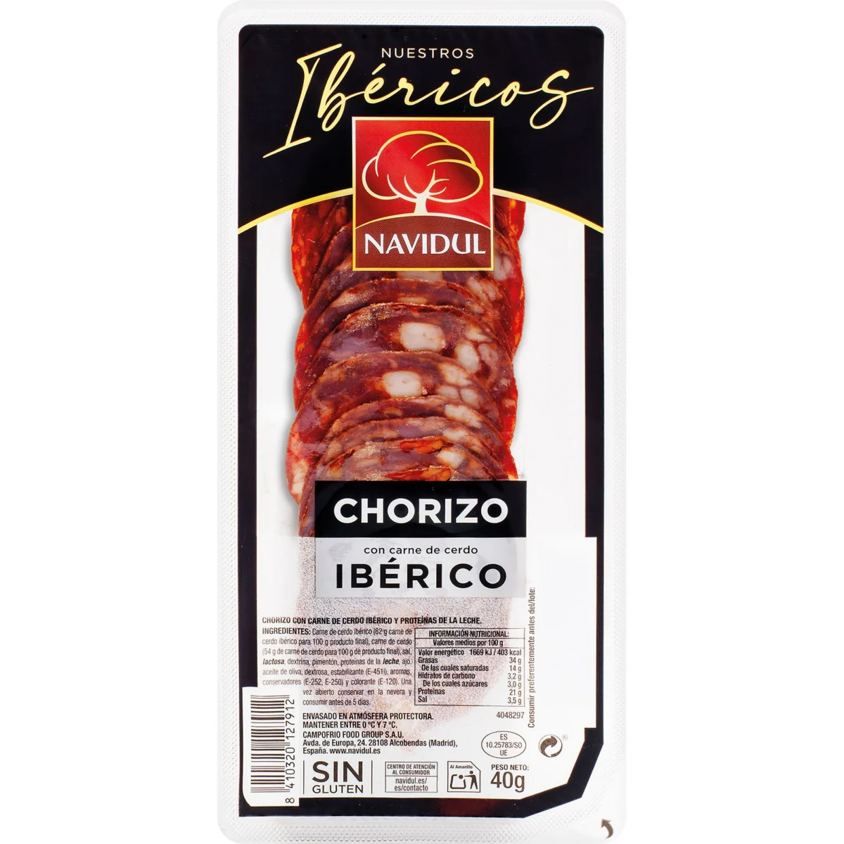 Chorizo Ibérico Lonchas Navidul