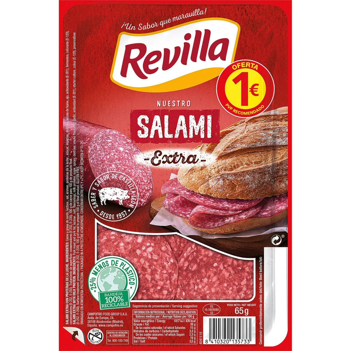 Salami Extra a llesques Revilla