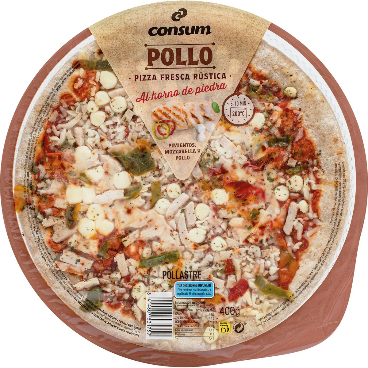 Stone-Baked Chicken Pizza with Rustic Crust Consum