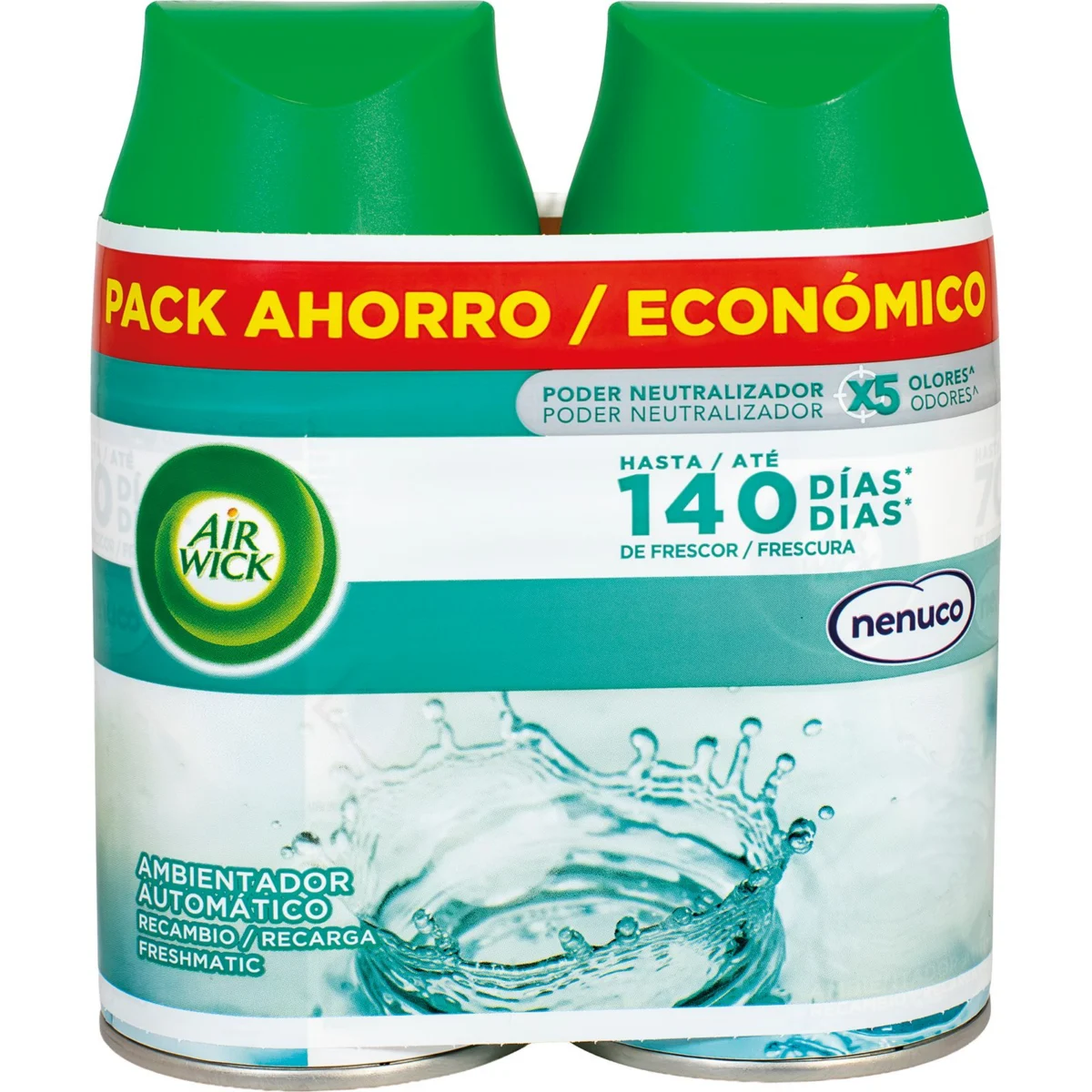 Doble recanvi per a ambientador automàtic Fresh Matic Nenuco Air Wick