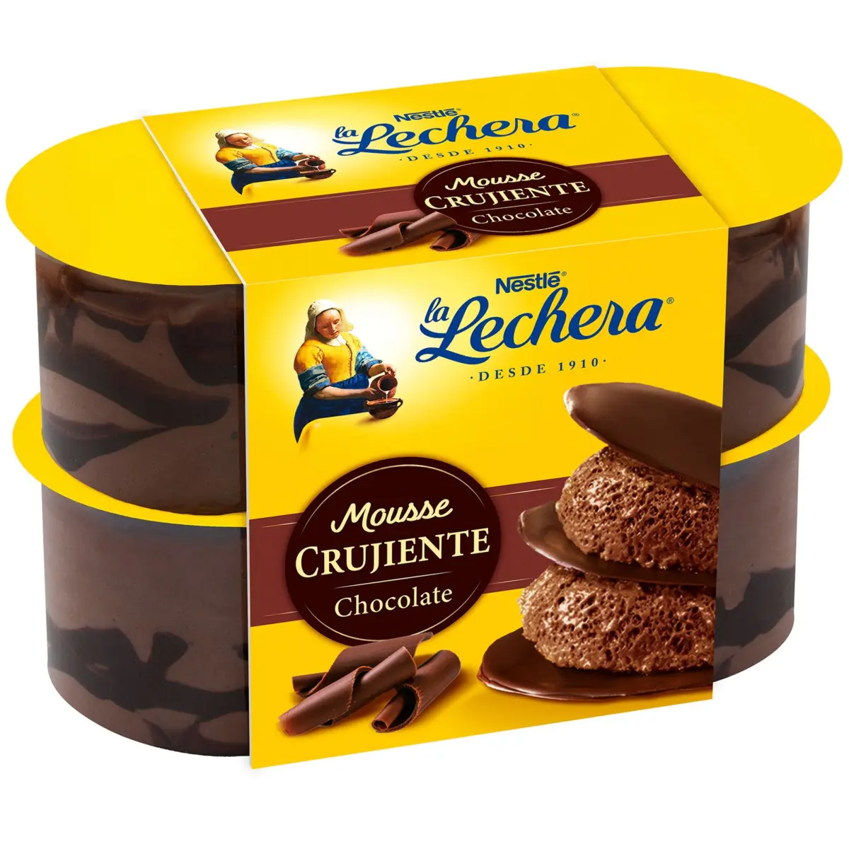 Crunchy chocolate mousse, pack of 4 La Lechera