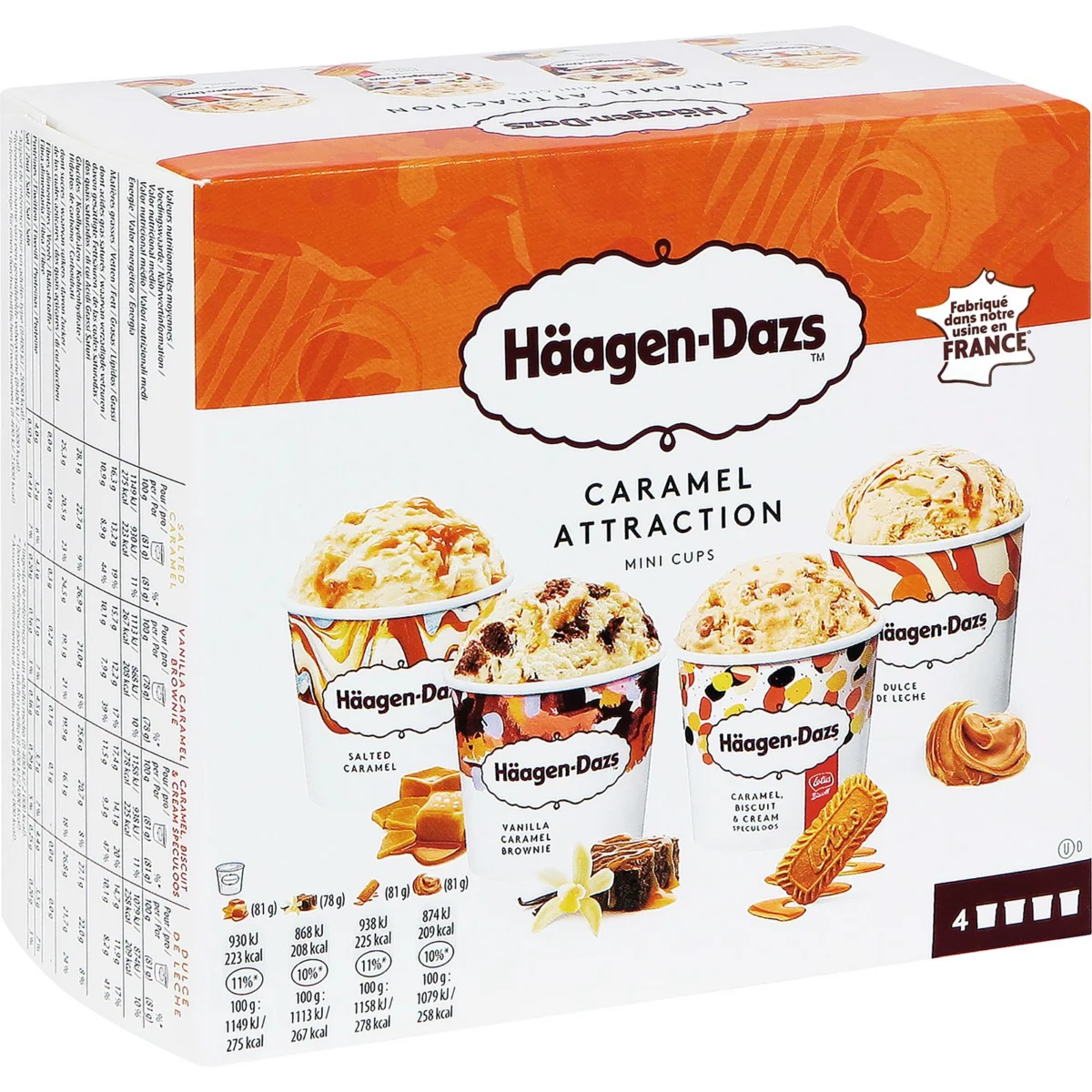 Pack de 4 terrines Caramel Attraction Haagen Dazs