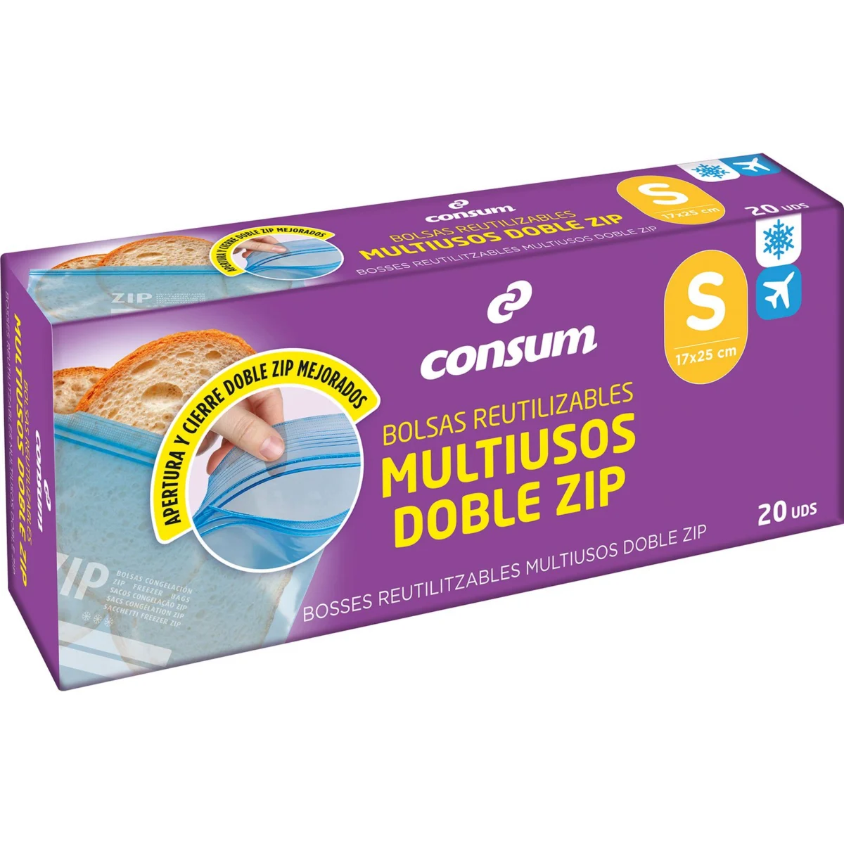Bolsas Reutilizables Multiusos Zip Pequeña Consum