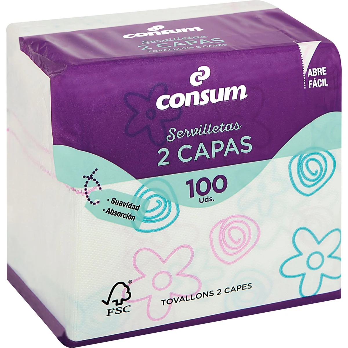 Dekorierte Servietten, 2-lagig, 33x32 Consum