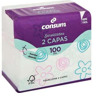 Dekorierte Servietten, 2-lagig, 33x32 Consum