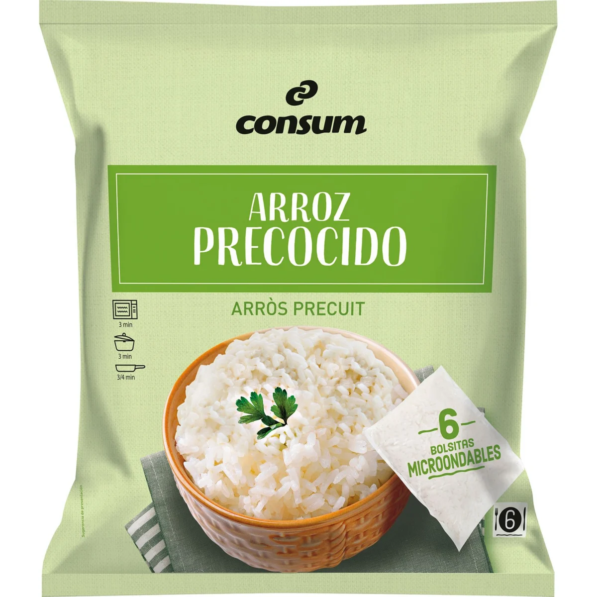 Arròs precuit, 6 bossetes x 167 Gr. Consum